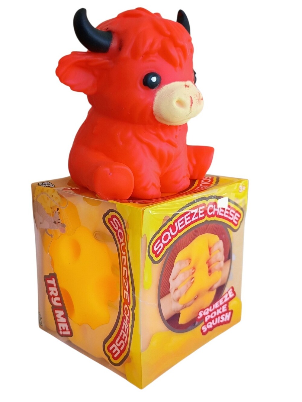 Sunny Days Squeezy Highland Cow + Squeeze Cheese Squishy Set – NEW